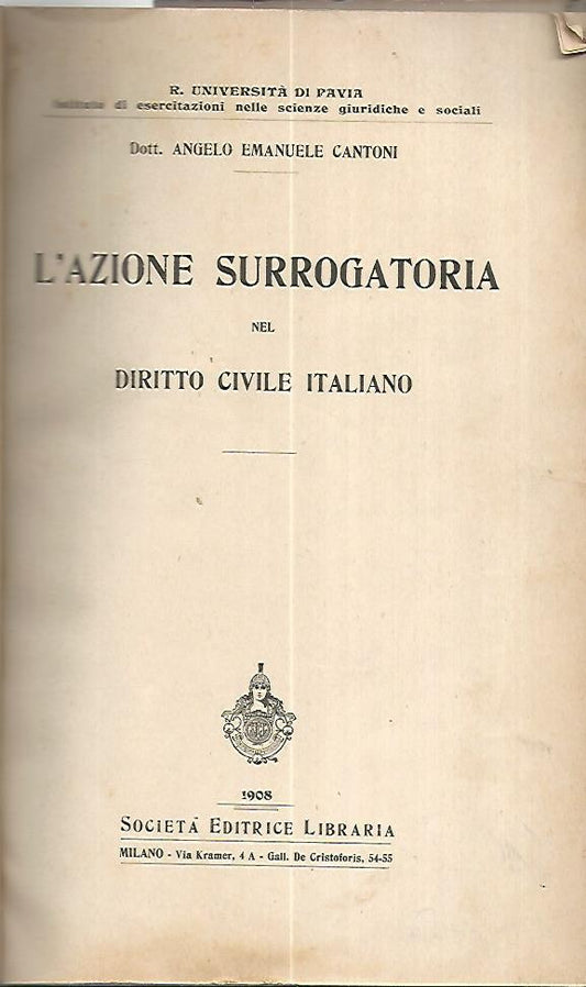 L'azione surrogata nel diritto civile italiano - copertina