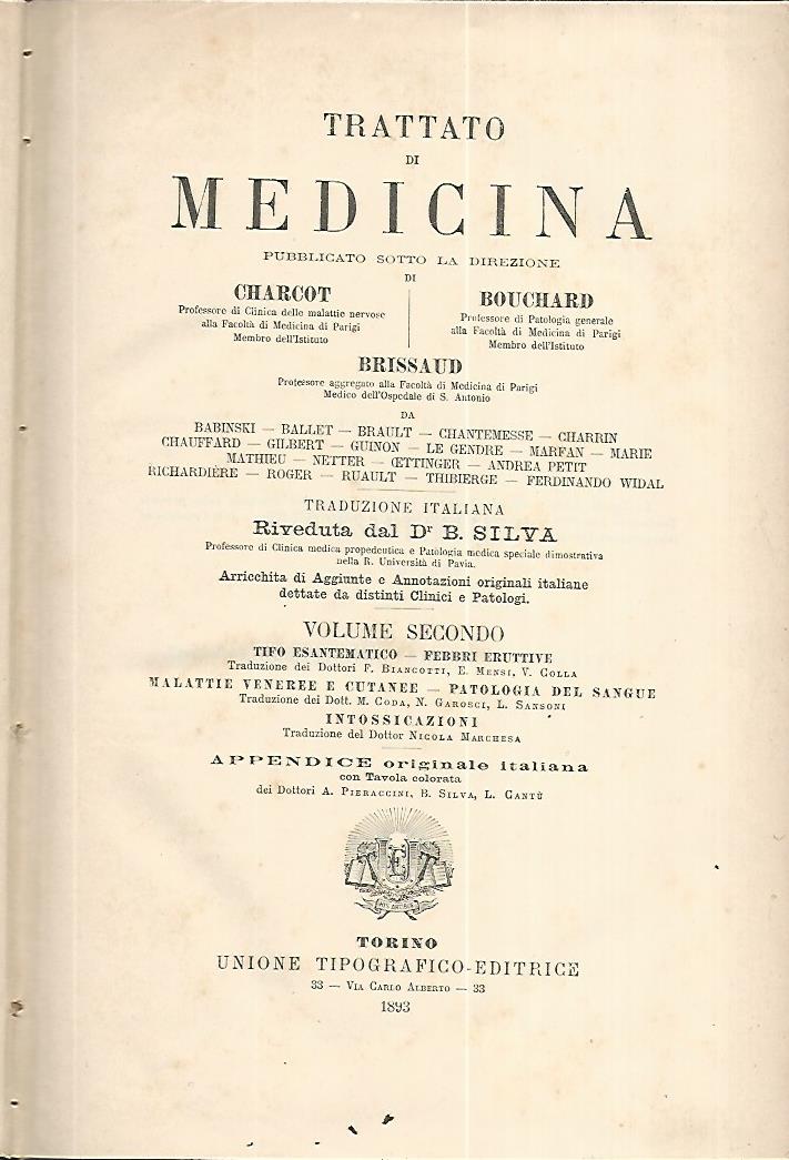 Trattato di medicina. Volume secondo - copertina