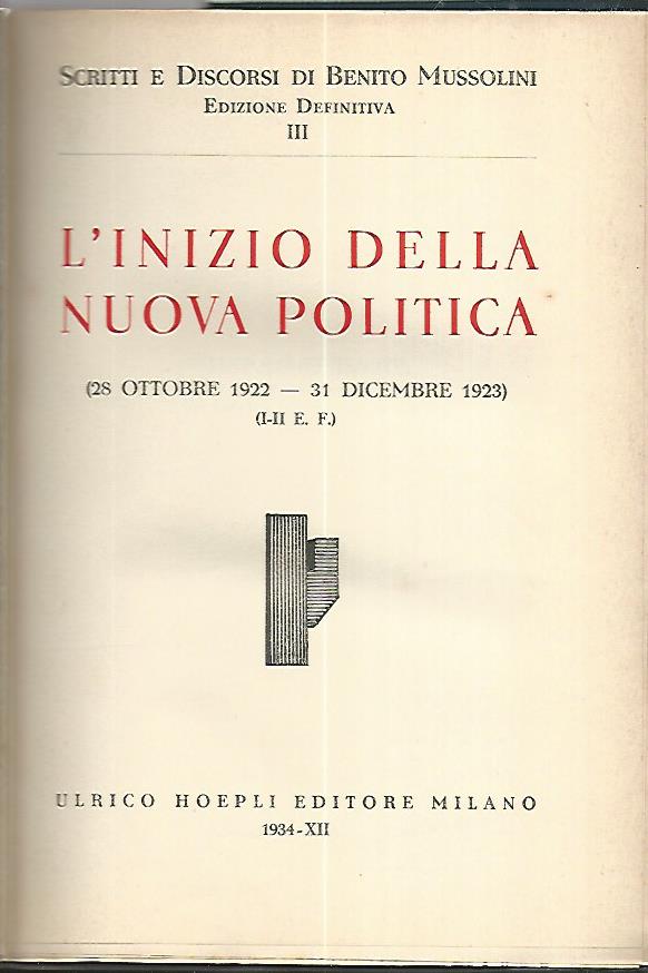 L'inizio della nuova politica - copertina