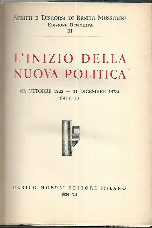 L'inizio della nuova politica - copertina
