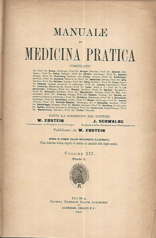 Manuale di medicina pratica. Volume III. Parte I - copertina