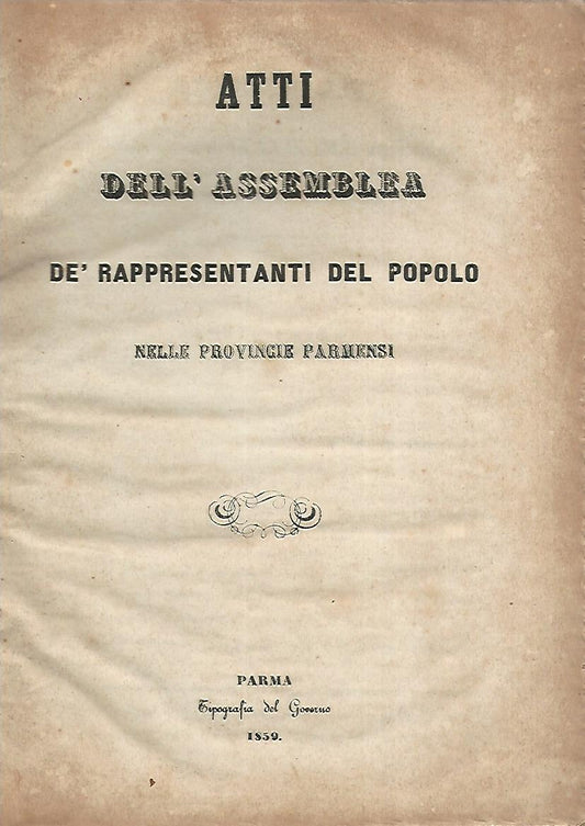 Atti dell'assemblea dé rappresentanti del popolo - copertina