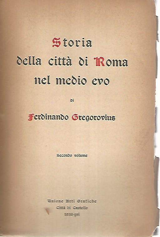 Storia della città di Roma nel medio evo. Volume secondo - copertina