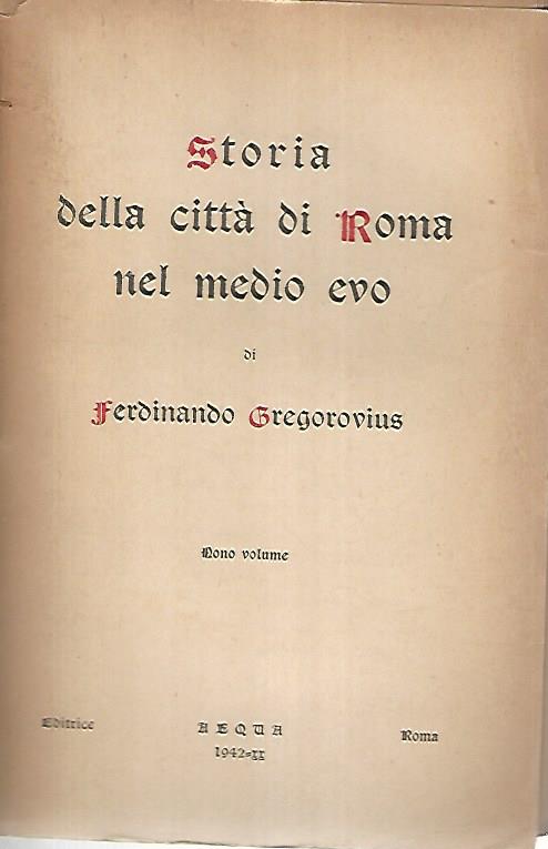Storia della città di Roma nel medio evo. Volume nono - copertina