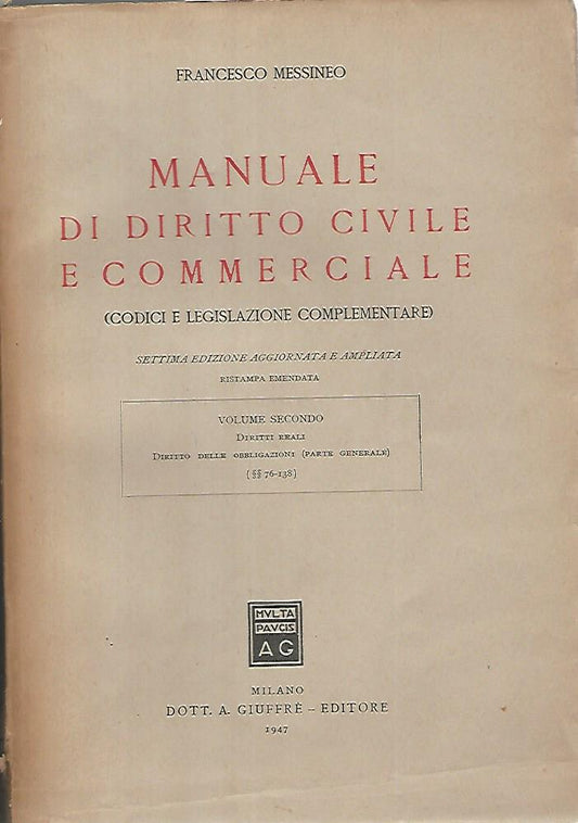 Manuale di diritto civile e commerciale. Volume II - copertina