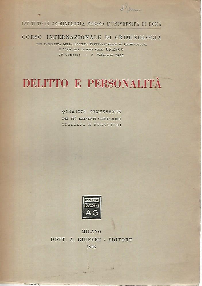 Delitto e personalità - copertina