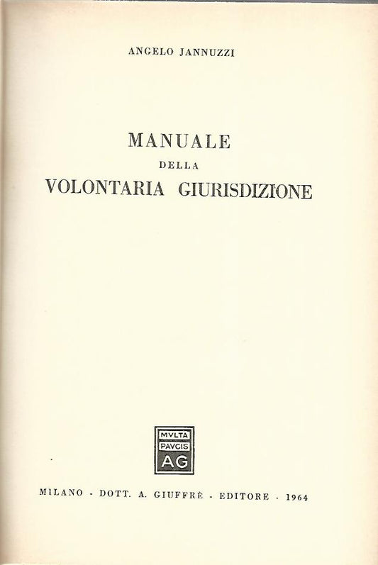Manuale della volontaria giurisdizione - copertina