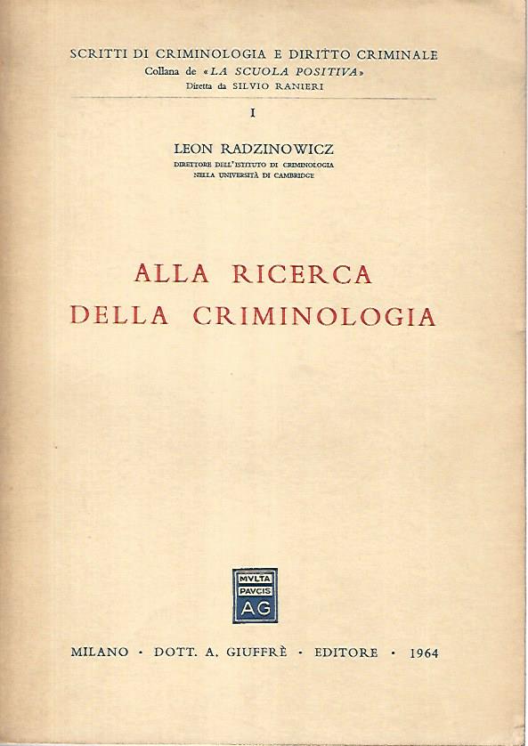Alla ricerca della criminologia - copertina