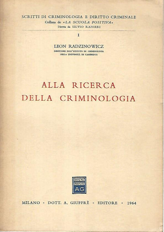Alla ricerca della criminologia - copertina