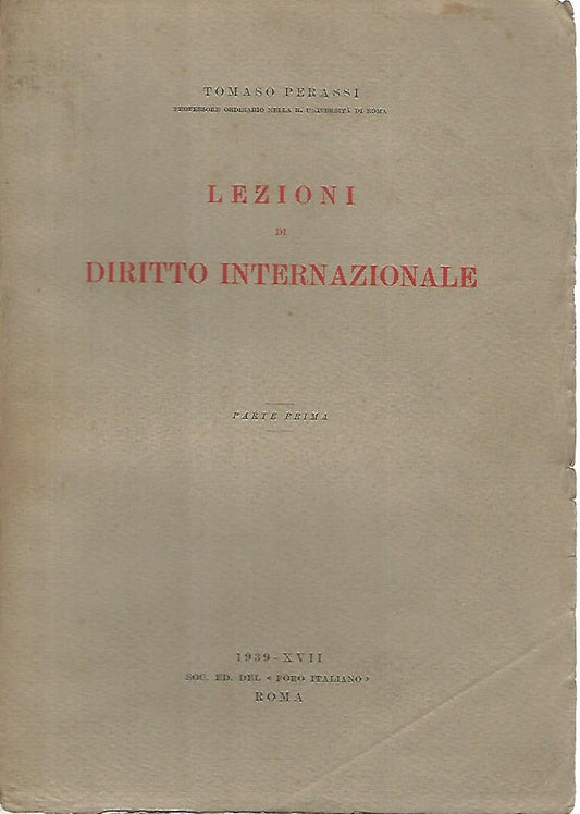Lezioni di diritto internazionale. Parte prima - copertina
