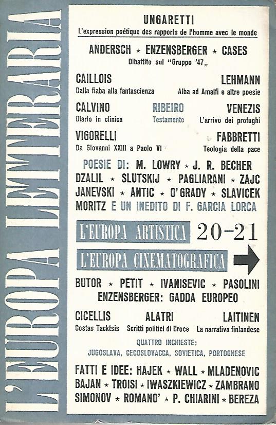 L'Europa letteraria. L'Europa artistica. L'Europa cinematografica. Anno IV n. 20-21 - copertina