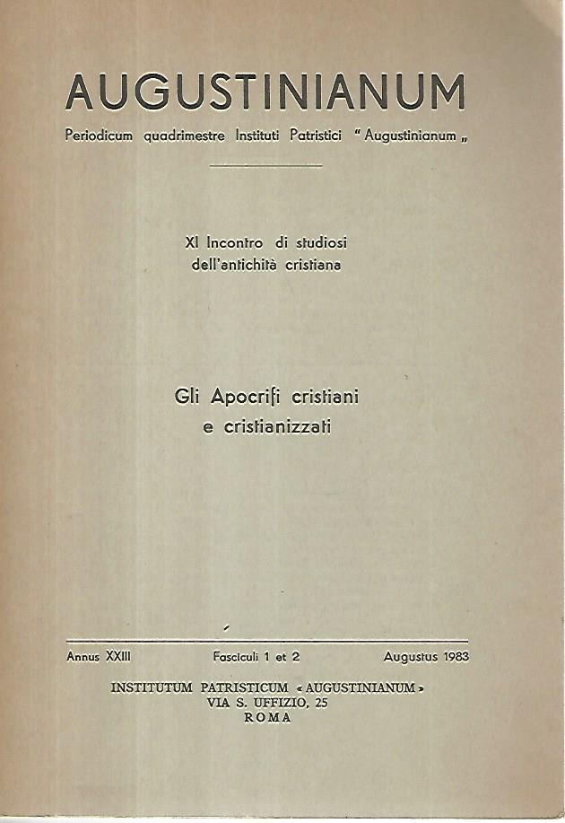 Augustinianum. Gli Apocrifi cristiani e cristianizzati - copertina