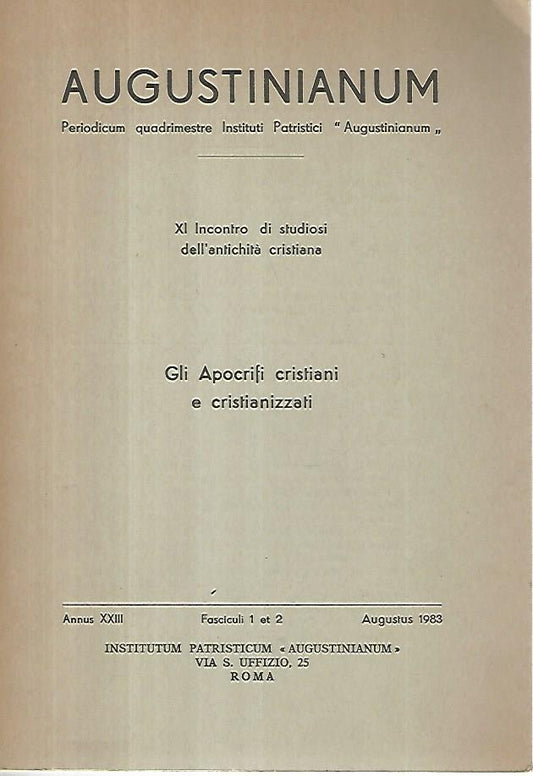Augustinianum. Gli Apocrifi cristiani e cristianizzati - copertina