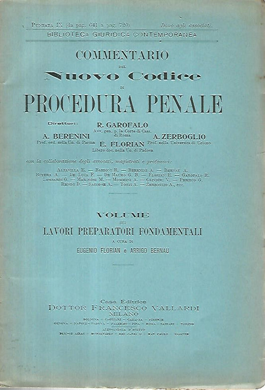 Commentario del nuovo codice di procedura penale. Volume sui lavori preparatori fondamentali. Puntata IX - copertina