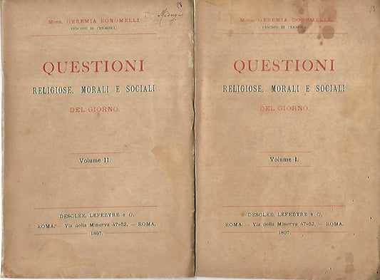 Questioni religiose,morali e sociali del giorno. Volumi 1-2 - copertina