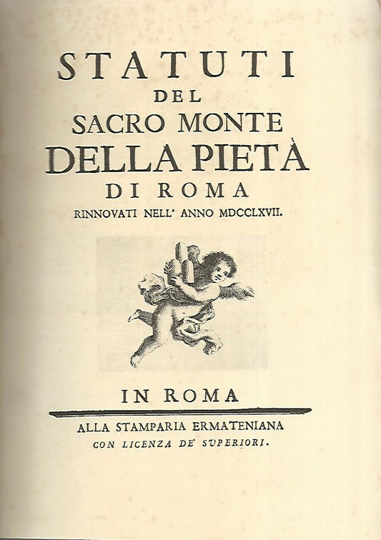 Statuti del Sacro Monte della Pietà di Roma - copertina