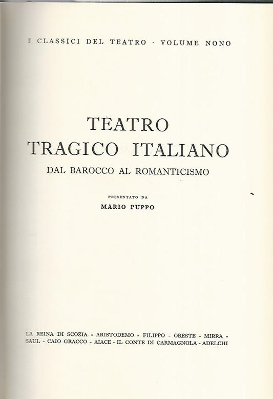 Teatro tragico italiano dal barocco al romanticismo - copertina