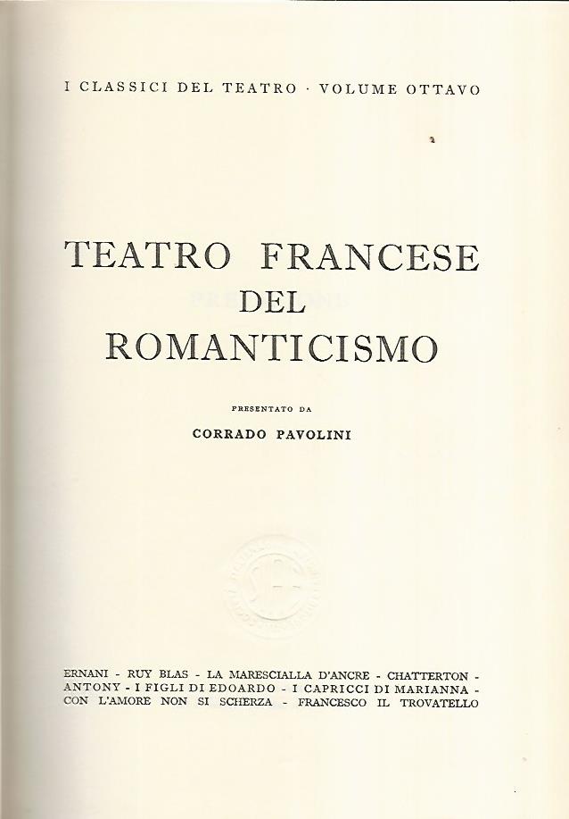 Teatro francese del romanticismo - copertina