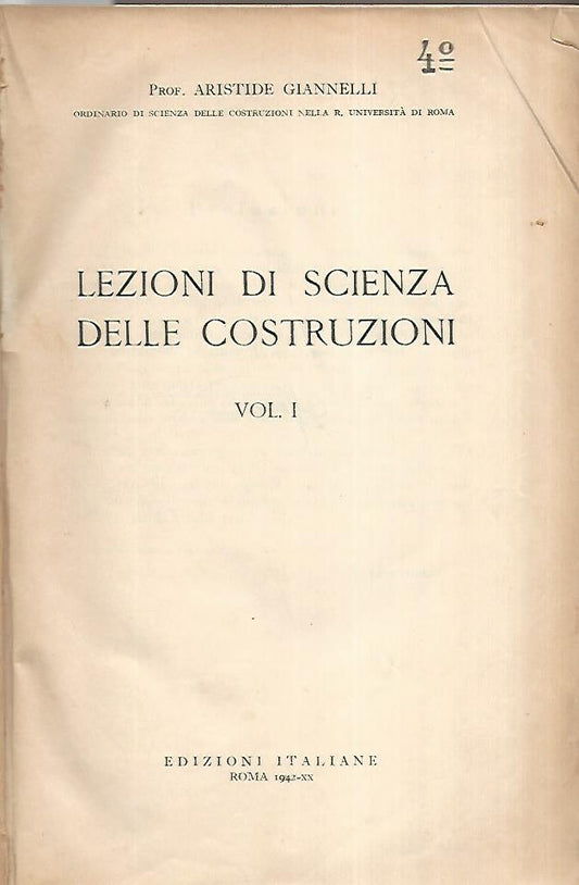 Lezioni di scienza delle costruzioni. Volume 1 - copertina