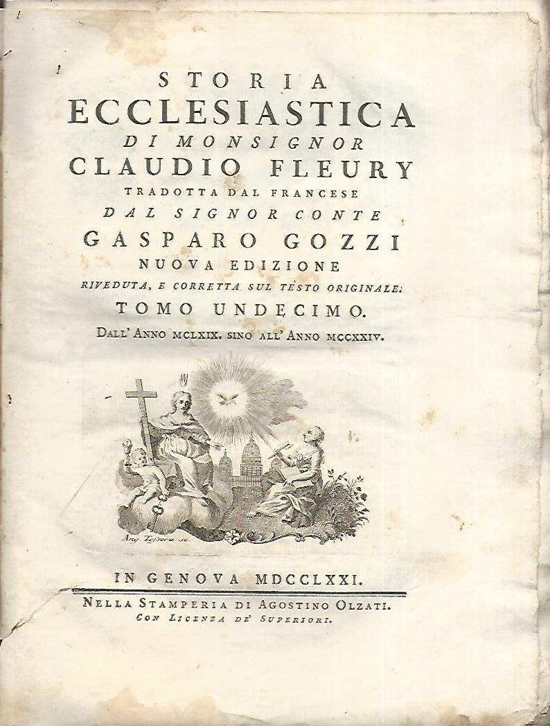 Storia ecclesiastica di monsignor Claudio Fleury. Tomo undicesimo - copertina