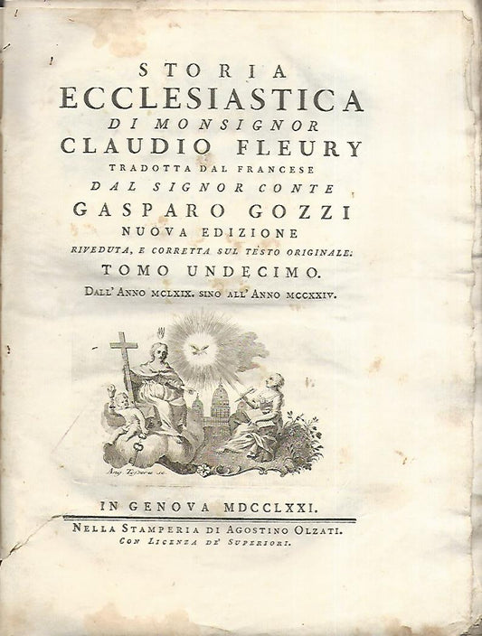 Storia ecclesiastica di monsignor Claudio Fleury. Tomo undicesimo - copertina