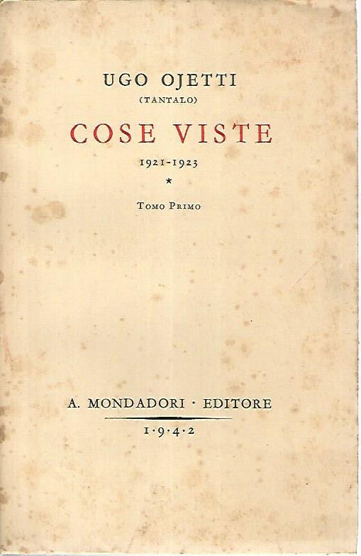 Cose viste. Tomo primo - copertina