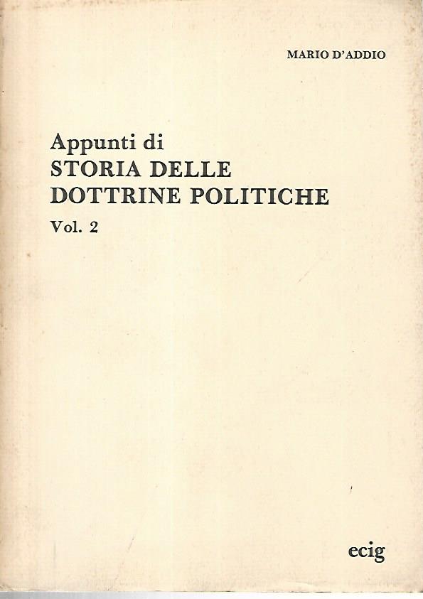 Appunti di storia delle dottrine politiche. Volume 2 - copertina
