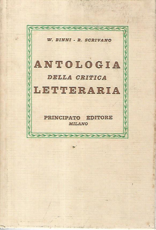 Antologia della critica letteraria - copertina