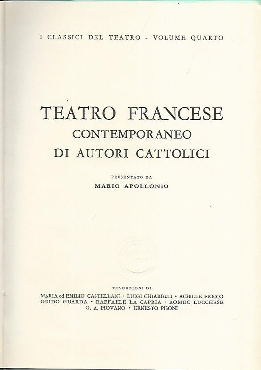 Teatro francese contemporaneo di autori cattolici - copertina