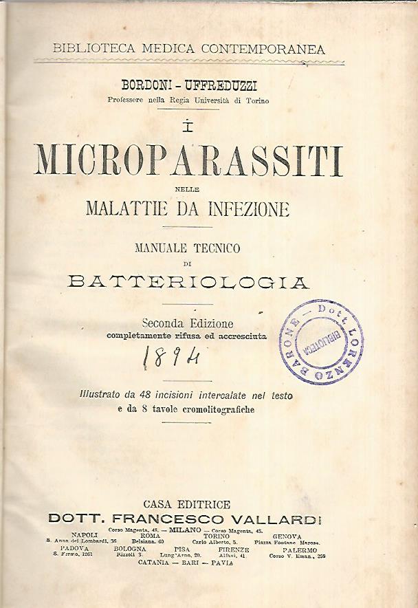 I microparassiti nelle malattie da infezione. Manuale tecnico di batteriologia - copertina