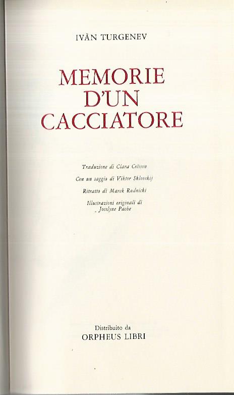 Memorie d'un cacciatore - copertina