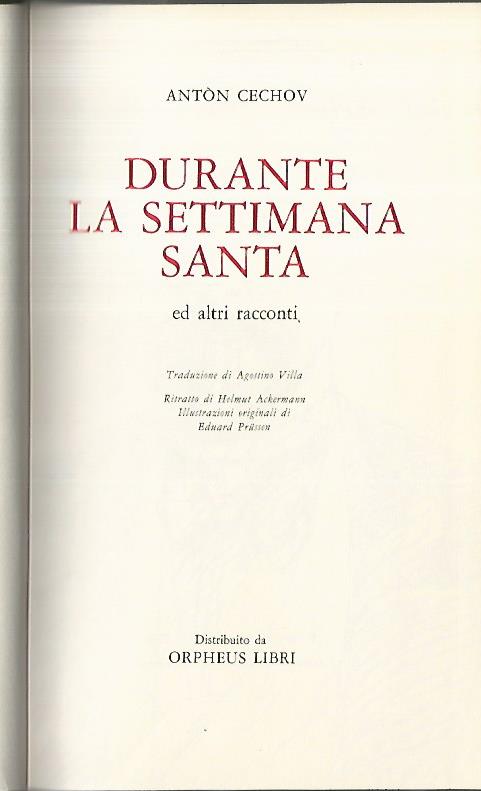 Durante la settimana santa - copertina