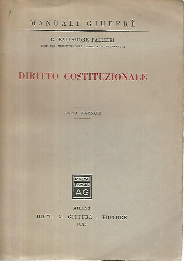 Diritto costituzionale - copertina