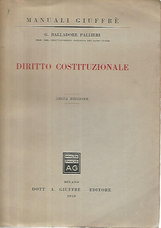 Diritto costituzionale - copertina