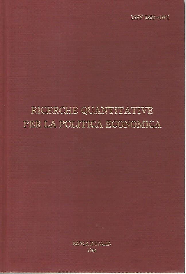 Ricerche quantitative per la politica economica. I-II - copertina