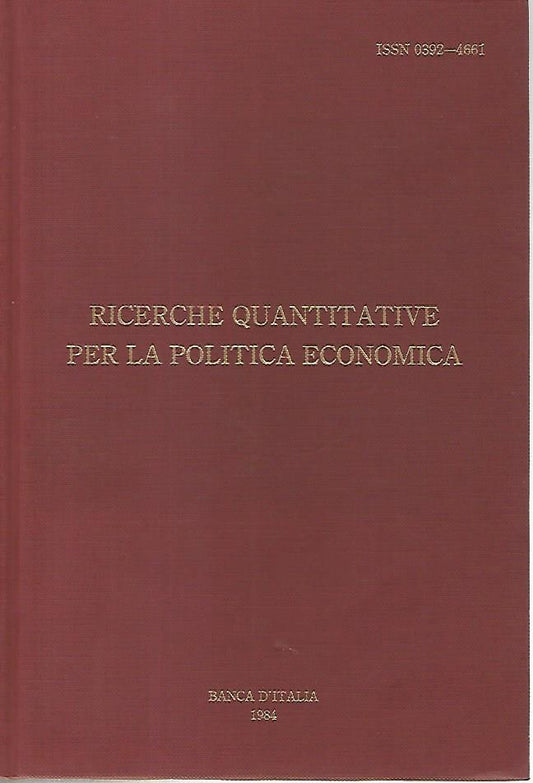 Ricerche quantitative per la politica economica. I-II - copertina