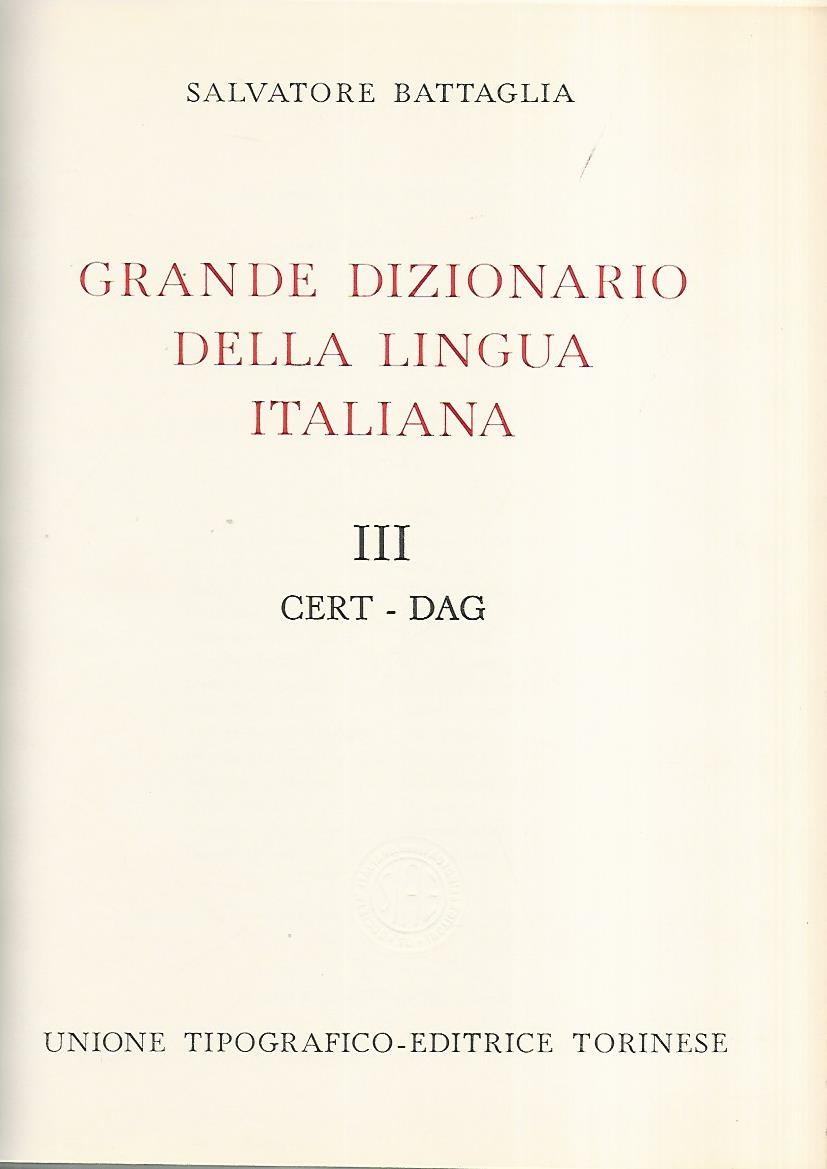 Grande dizionario della lingua italiana III Cert- Dag - copertina