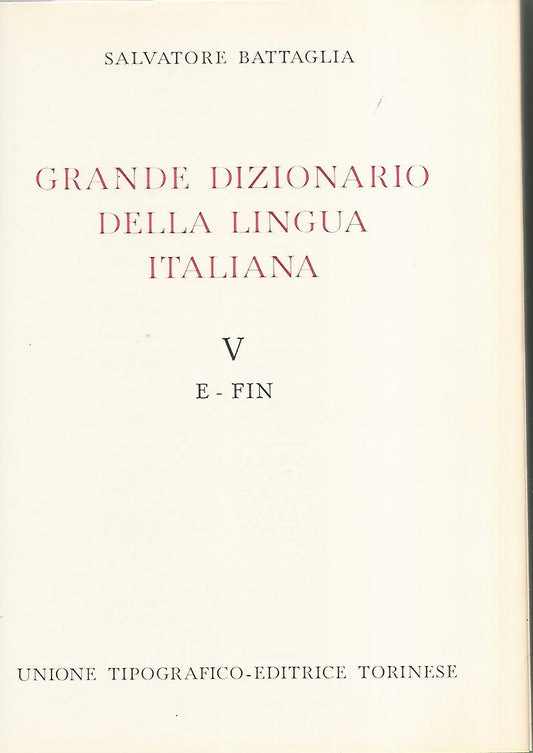 Grande dizionario della lingua italiana V E-Fin - copertina