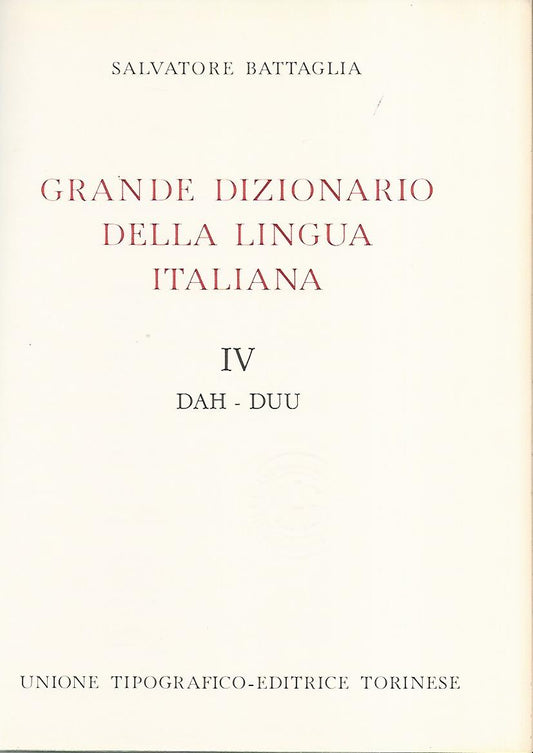 Grande dizionario della lingua italiana IV Dah- Duu - copertina