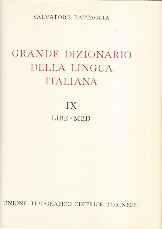 Grande dizionario della lingua italiana IX Libe-Med - copertina