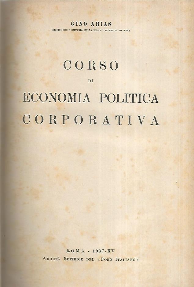 Corso di economia politica corporativa - copertina