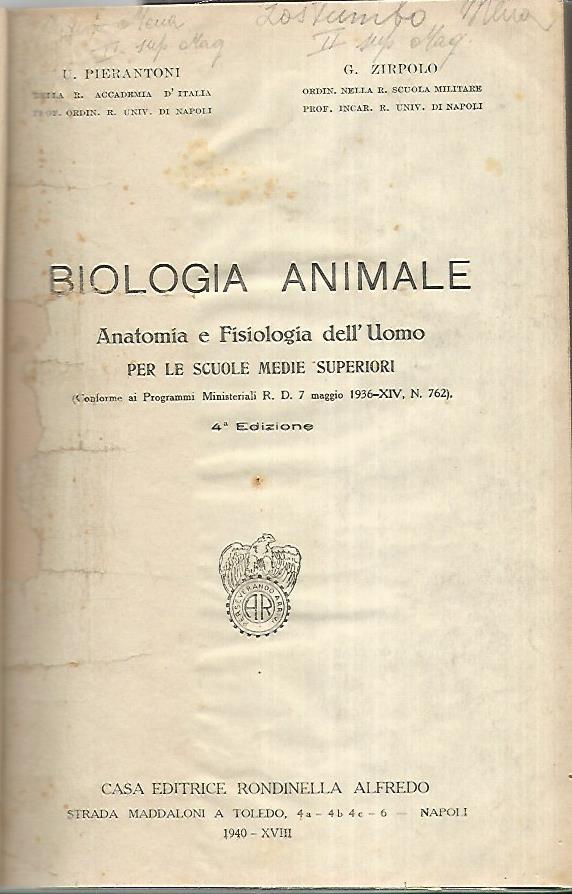 Biologia animale. Anatomia e fisiologia dell'uomo per le scuole medie superiori - copertina