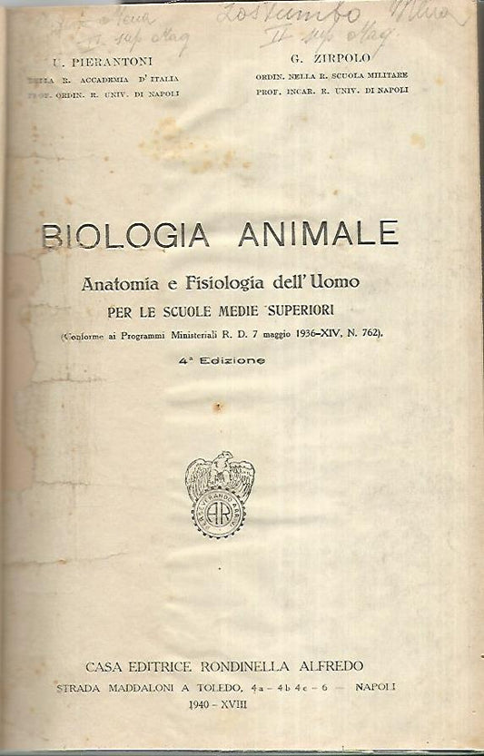 Biologia animale. Anatomia e fisiologia dell'uomo per le scuole medie superiori - copertina