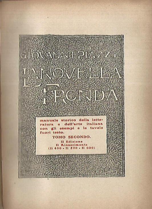 La novella fronda. Manuale storico della letteratura e dell'arte italiana. Tomo secondo. Il rinascimento - copertina