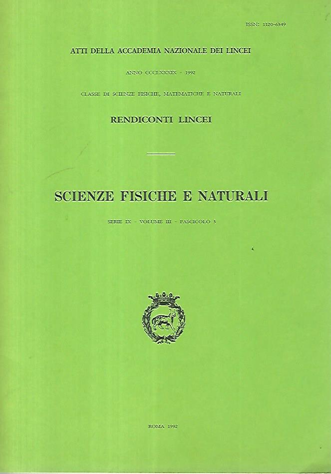 Scienze fisiche e naturali. Serie IX- Volume III- Fascicolo 3. Rendiconti Lincei - copertina