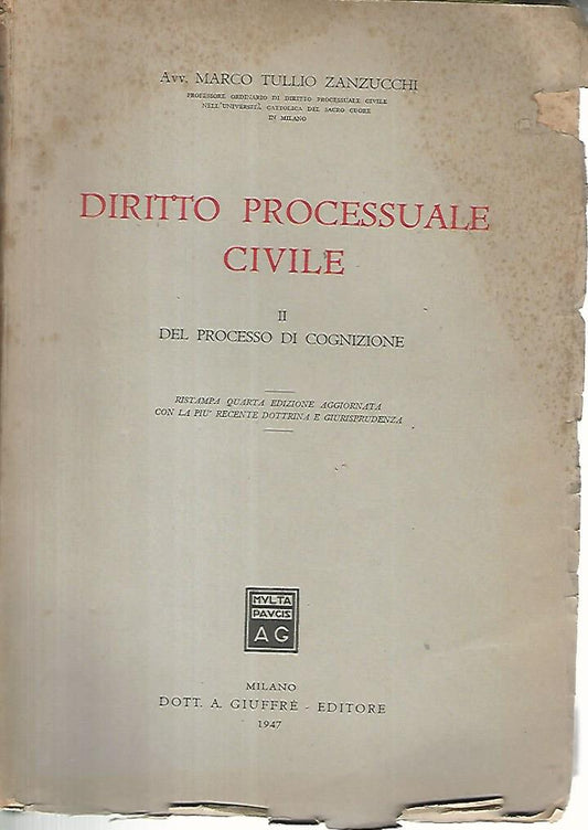 Diritto processuale civile. II del processo di cognizione - copertina