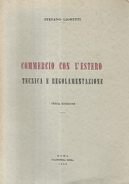 Commercio con l'estero. Tecnica e regolamentazione - copertina