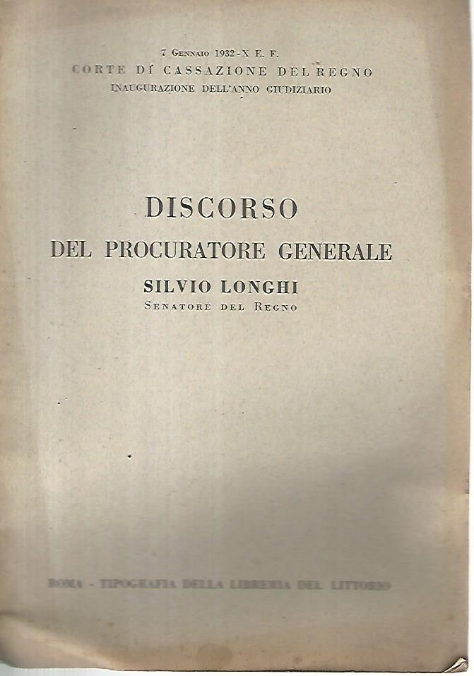 Discorso del procuratore generale Silvio Longhi - copertina