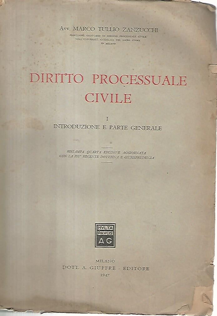 Diritto processuale civile. 1 introduzione e parte generale - copertina