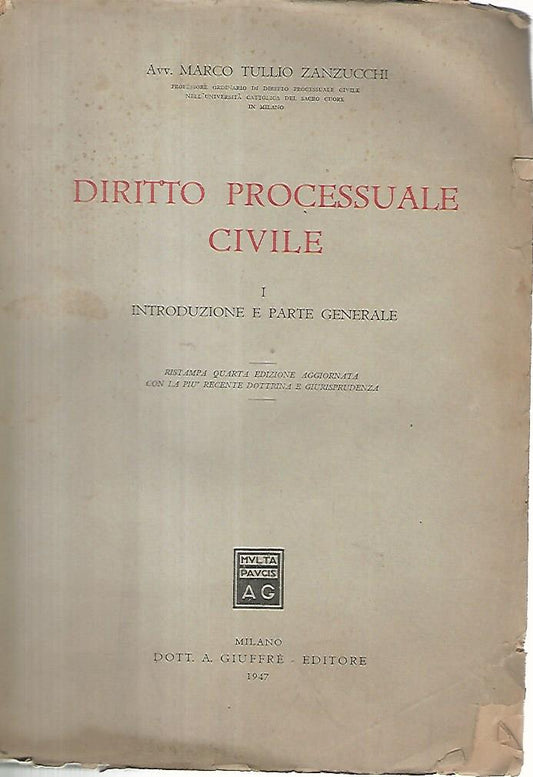 Diritto processuale civile. 1 introduzione e parte generale - copertina